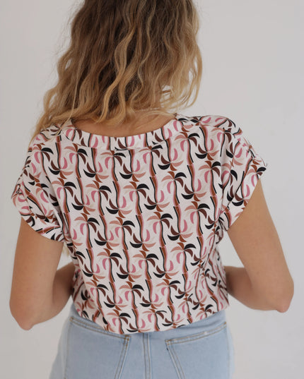 Koszula damska w palmy z krótkim rękawem Palm Print