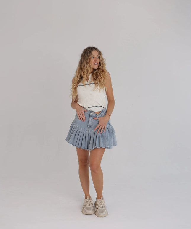 Krótkie spódnico-spodenki jasny jeans Lima