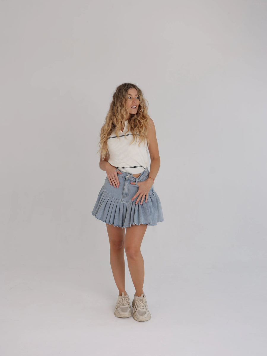 Krótkie spódnico-spodenki jasny jeans Lima