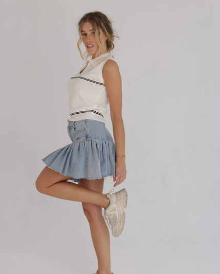 Krótkie spódnico-spodenki jasny jeans Lima