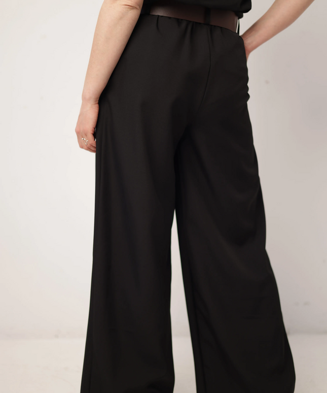 SPODNIE AZARA Z PASKIEM CZARNE