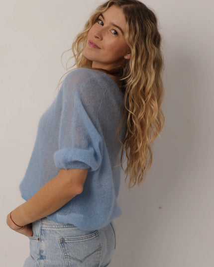 Sweter Blue 70% kid mohair
