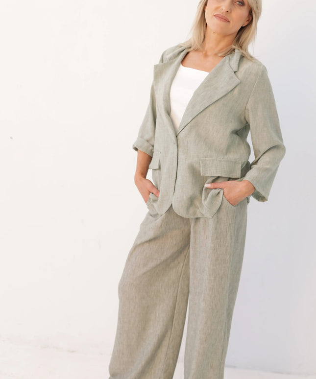 Komplet Flow Suit zielony wiskoza + len
