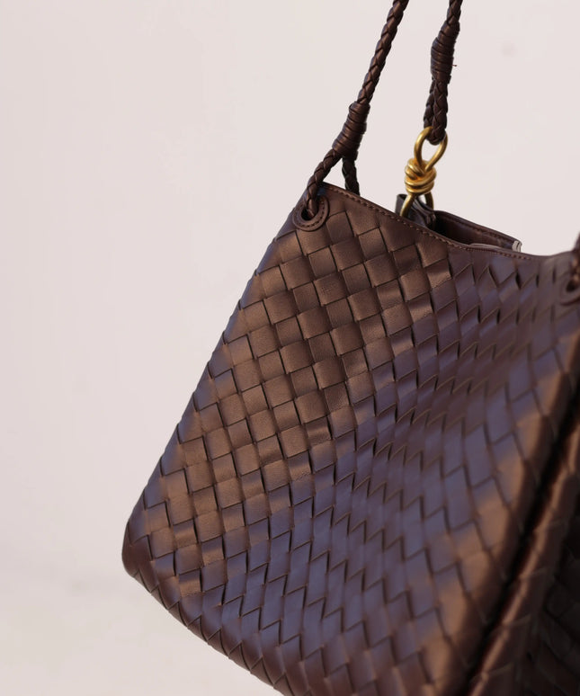 Torebka damska pleciona eko skóra Weave Tote czekoladowa