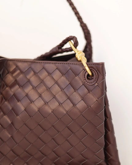 Torebka damska pleciona eko skóra Weave Tote czekoladowa