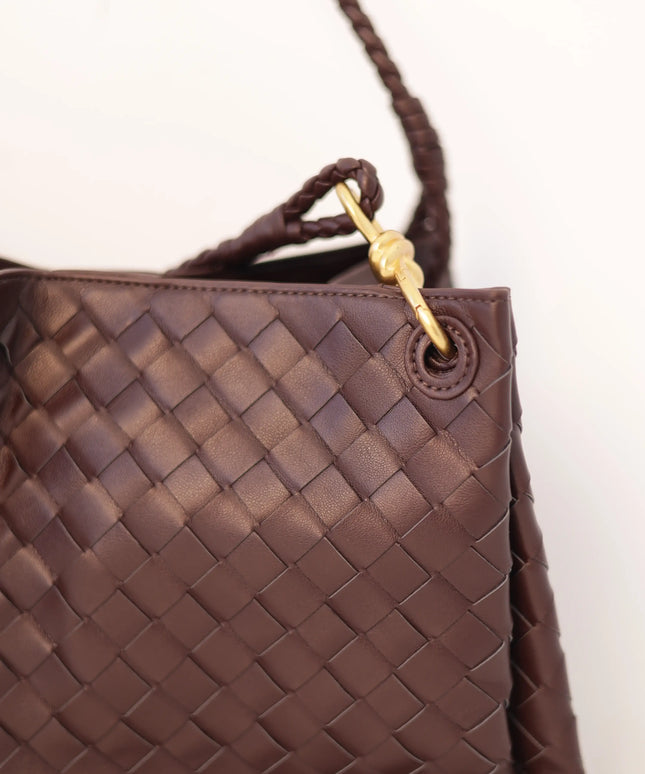 Torebka damska pleciona eko skóra Weave Tote czekoladowa