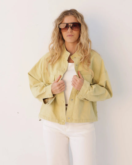 Kurtka damska jeansowa z podszewką w kratkę Yellow Denim niebieska