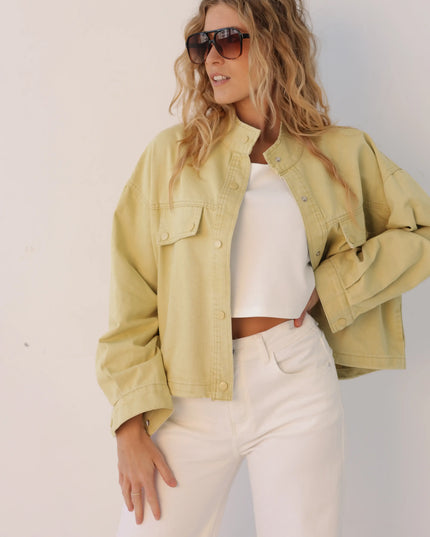 Kurtka damska jeansowa z podszewką w kratkę Yellow Denim niebieska