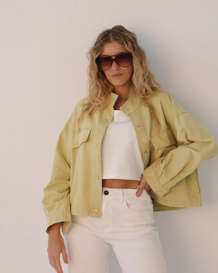 Kurtka damska jeansowa z podszewką w kratkę Yellow Denim niebieska