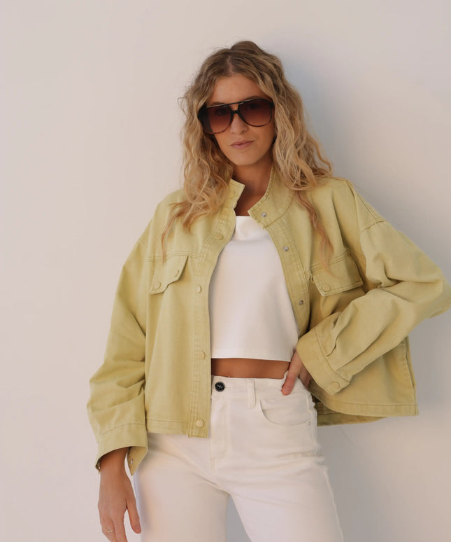 Kurtka damska jeansowa z podszewką w kratkę Yellow Denim niebieska