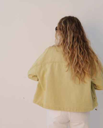 Kurtka damska jeansowa z podszewką w kratkę Yellow Denim niebieska