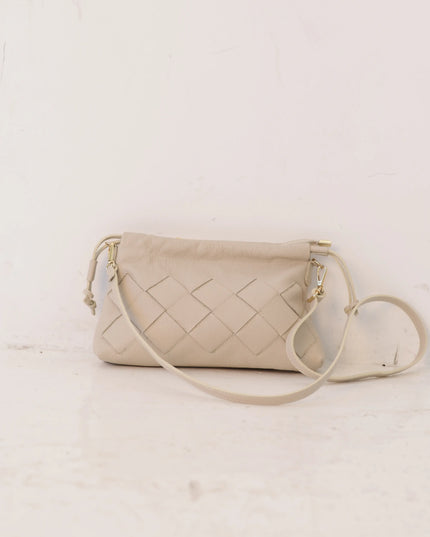 Torebka damska skóra naturalna Weave Bag jasny beż