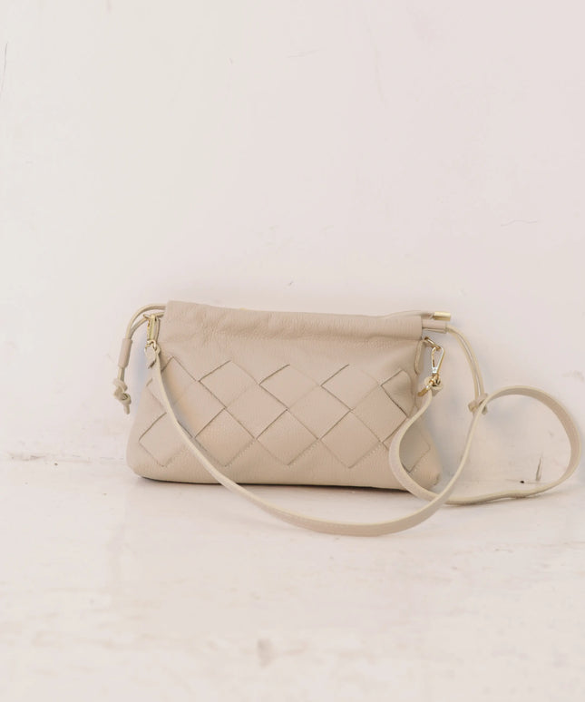 Torebka damska skóra naturalna Weave Bag jasny beż