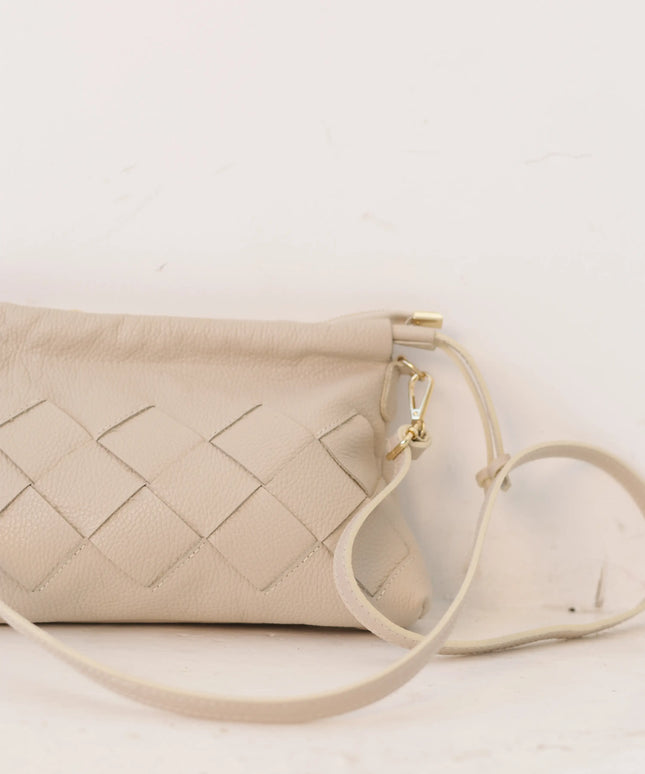 Torebka damska skóra naturalna Weave Bag jasny beż