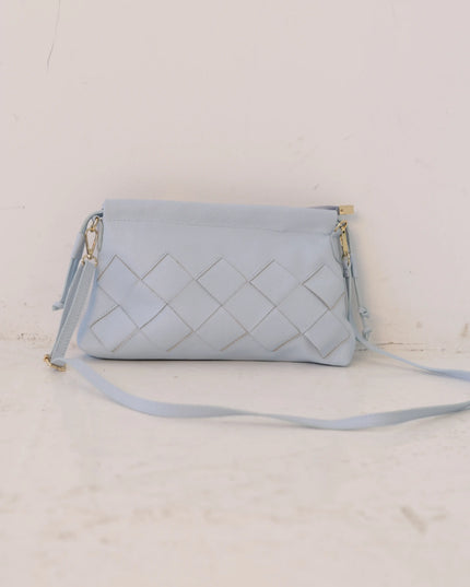 Torebka damska skóra naturalna Weave Bag błękitna