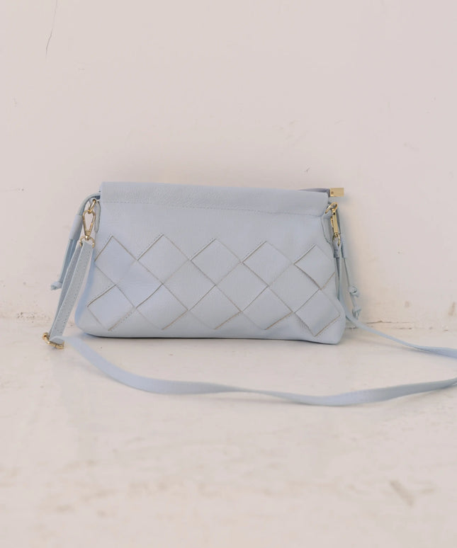 Torebka damska skóra naturalna Weave Bag błękitna