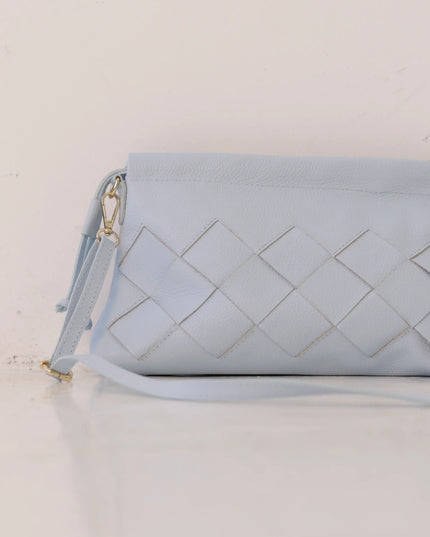 Torebka damska skóra naturalna Weave Bag błękitna