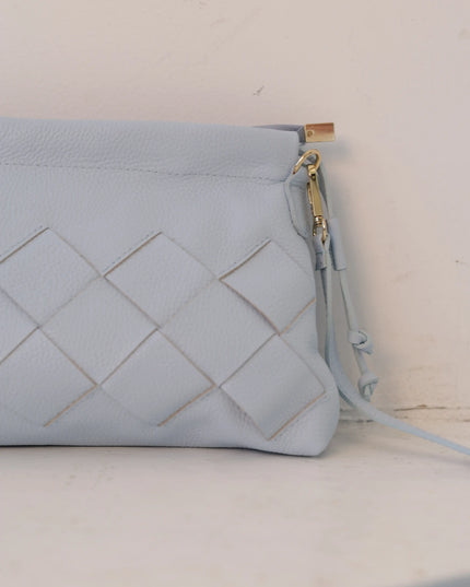 Torebka damska skóra naturalna Weave Bag błękitna
