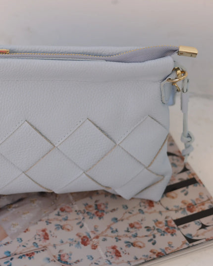 Torebka damska skóra naturalna Weave Bag błękitna