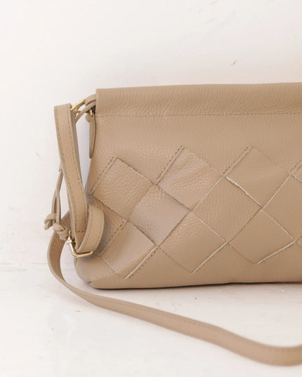 Torebka damska skóra naturalna Weave Bag cappucino beż