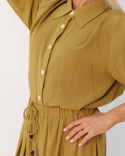 Komplet Olive Flow Set oliwkowy koszula + spodnie