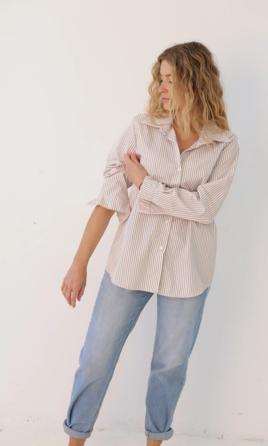 Koszula Stripe Classic beżowa w paski