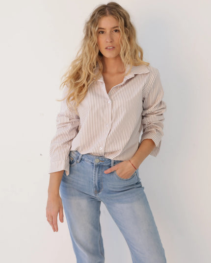 Koszula Stripe Classic beżowa w paski
