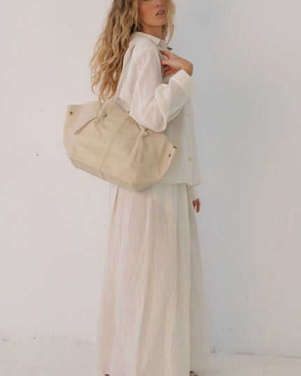 Torebka damska skóra naturalna shopperka Soft Leather Bag beżowa