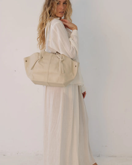 Torebka damska skóra naturalna shopperka Soft Leather Bag beżowa