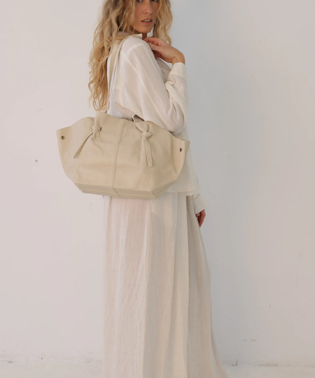 Torebka damska skóra naturalna shopperka Soft Leather Bag beżowa
