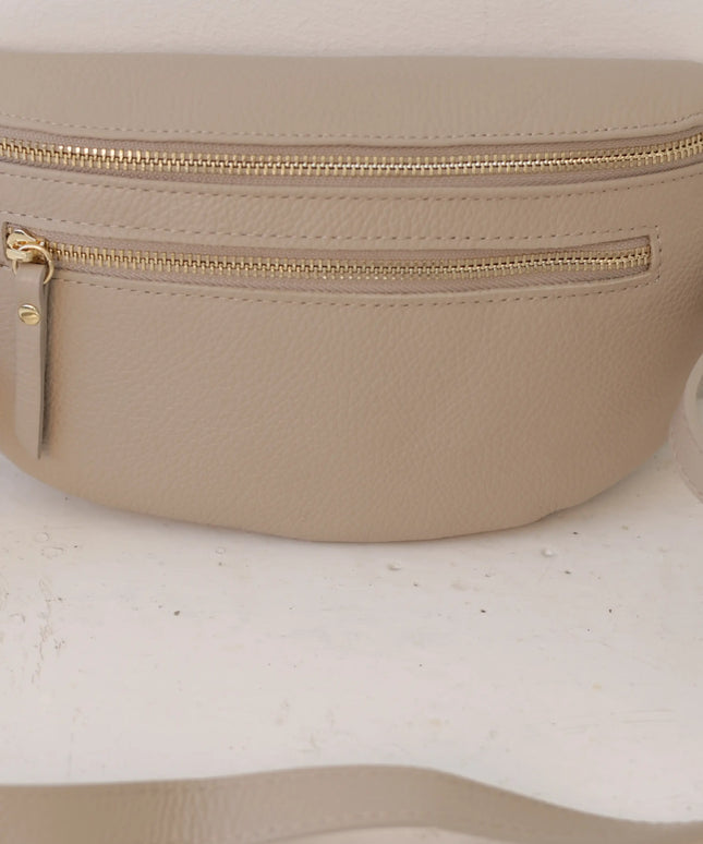 Torebka damska skóra naturalna Belt Bag beżowa