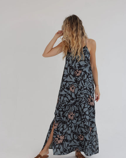 Długa sukienka damska Moonlight Floral grafitowa w kwiaty maxi