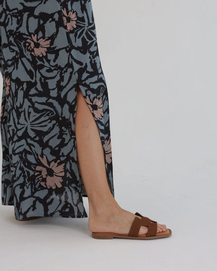 Długa sukienka damska Moonlight Floral grafitowa w kwiaty maxi