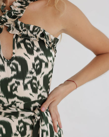 Długa sukienka damska Green Harmony Dress maxi zielono-beżowa