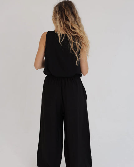 Komplet damski casual czarny Jogger bluzka + spodnie