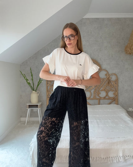 Spodnie koronkowe na podszewce Lace czarne