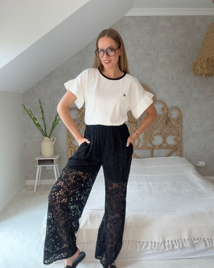Spodnie koronkowe na podszewce Lace czarne