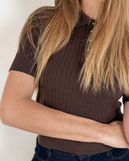 BLUZKA OSLO POLO CZEKOLADOWA - BLUMANIA