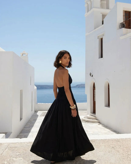 Sukienka maxi Cole Midnight Elegance z marszczeniem czarna