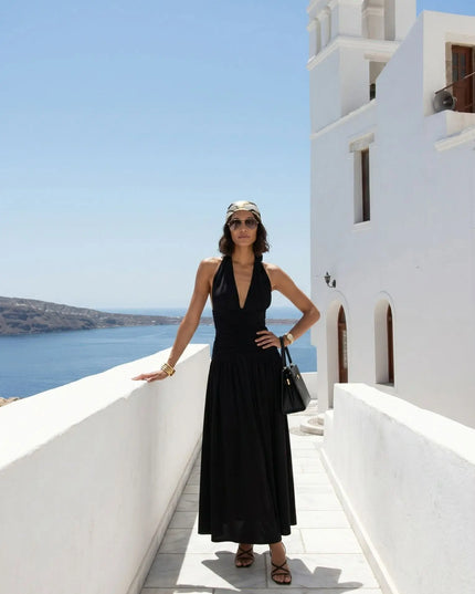 Sukienka maxi Cole Midnight Elegance z marszczeniem czarna