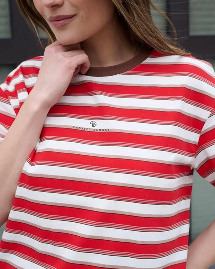 T-shirt damski oversize Lemonada Stripe czerwony