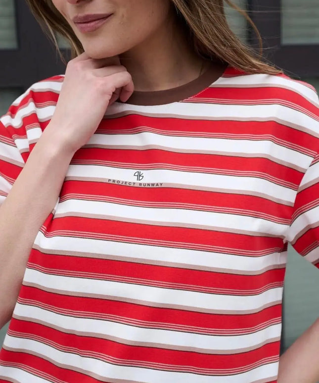 T-shirt damski oversize Lemonada Stripe czerwony