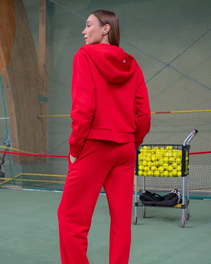 Czerwona bluza rozpinana z kapturem Runway damska