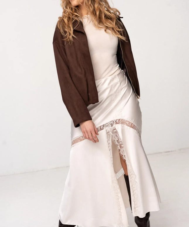 SPÓDNICA SATYNOWA MARBELL KREMOWA