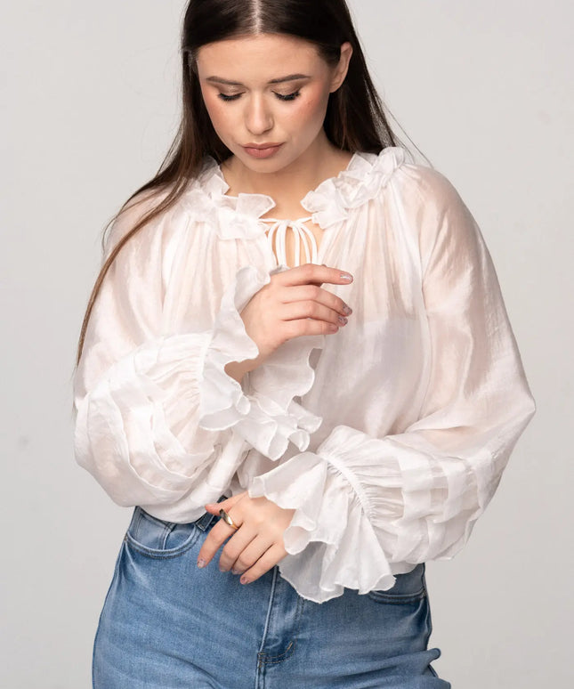 BLUZKA KOSZULOWA MEGAN BIAŁA