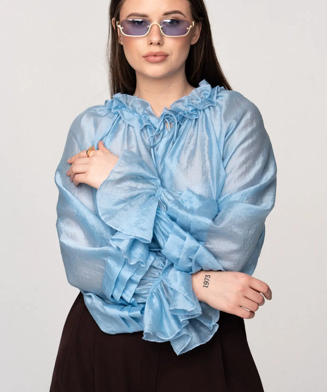 BLUZKA KOSZULOWA MEGAN NIEBIESKA