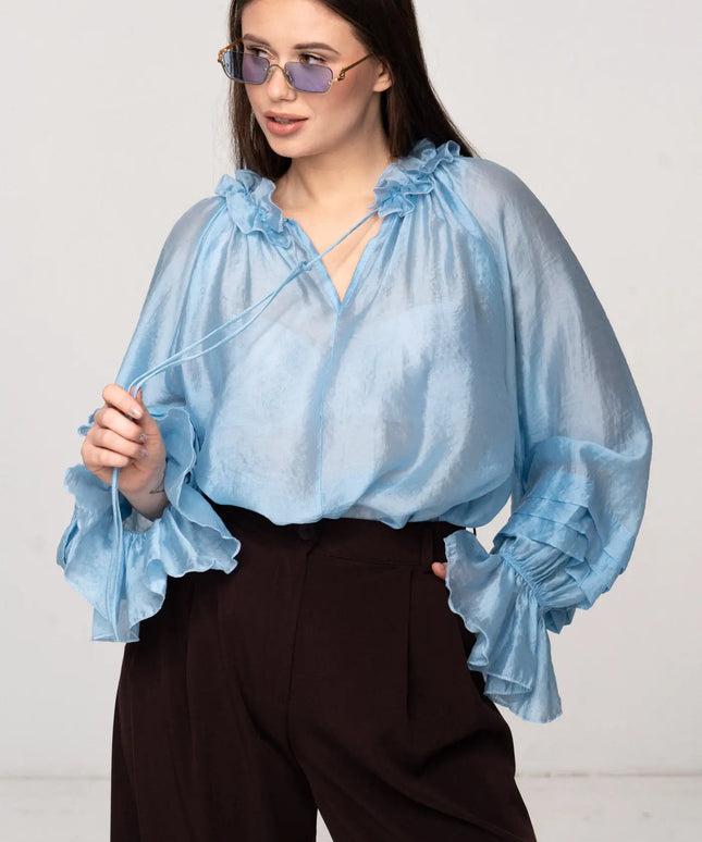 BLUZKA KOSZULOWA MEGAN NIEBIESKA