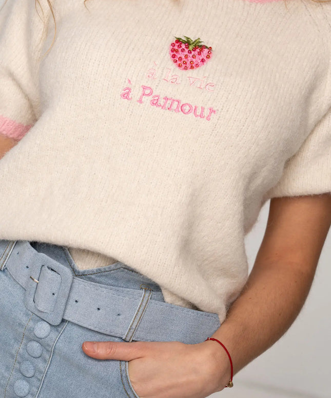 SWETER PAMOUR KREMOWY TRUSKAWKA