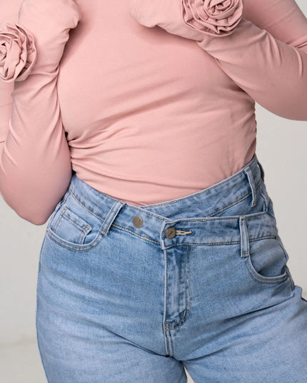 LONGSLEEVE MILA Z RÓŻĄ PUDROWY RÓŻ