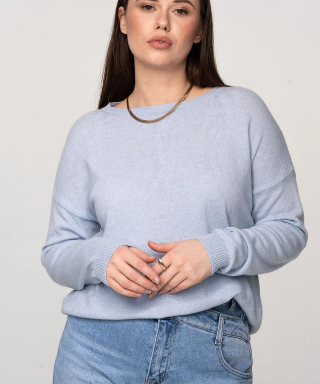 SWETER LUMI NIEBIESKI 50% KASZMIR 50% WEŁNA